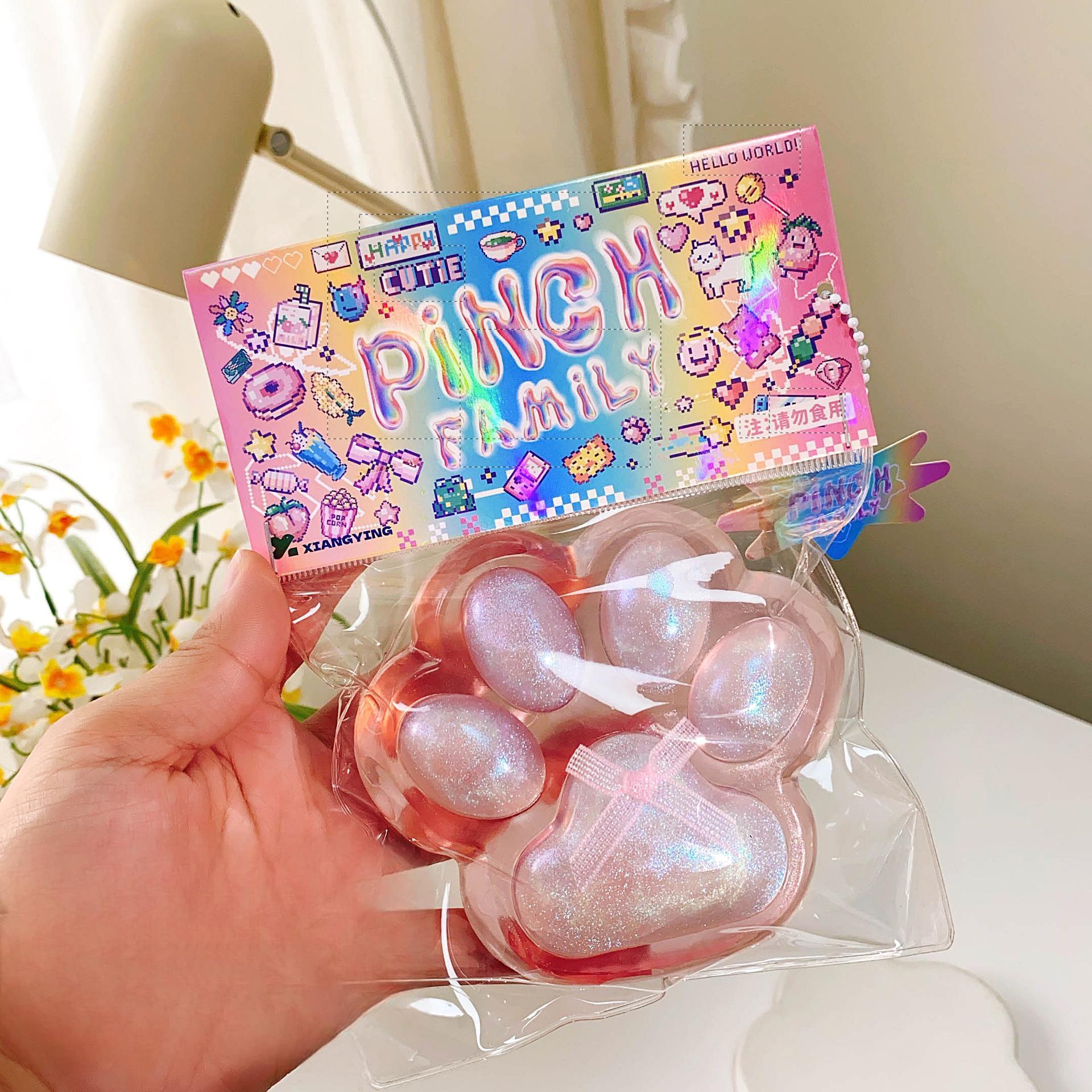 Big Clear Pink Taba Squishy Paw Toys