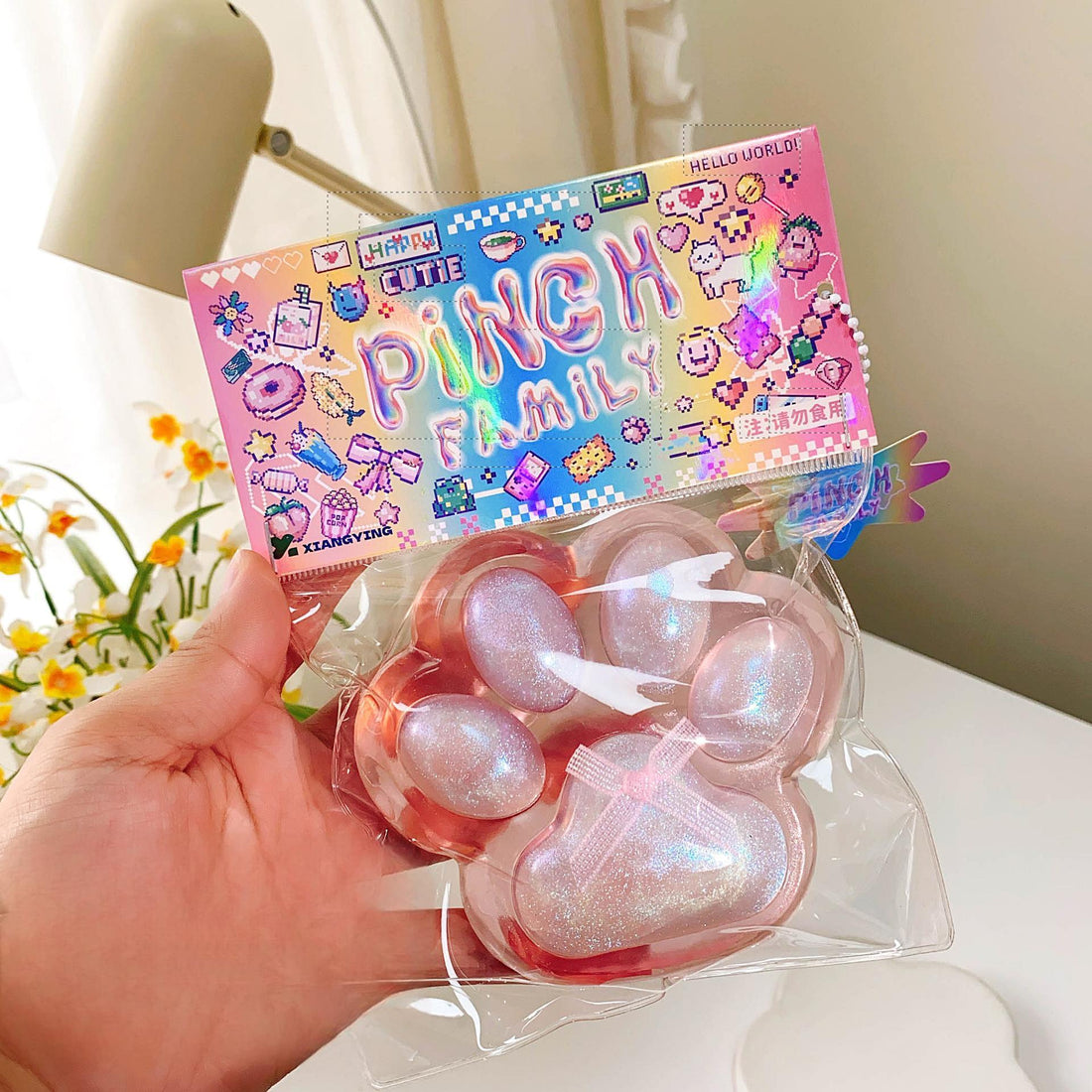 Big Clear Pink Taba Squishy Paw Toys