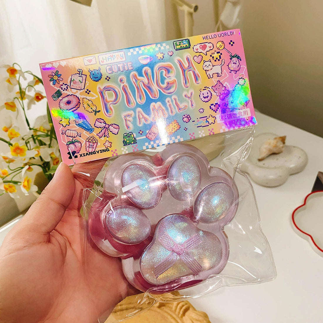 Big Clear Purple Taba Squishy Paw Toys